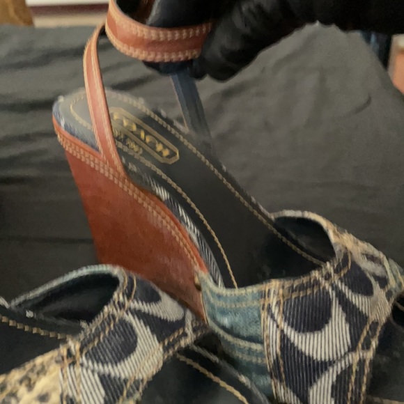 Coach Multi Denim Wedge angle strap shoes - Picture 6 of 6